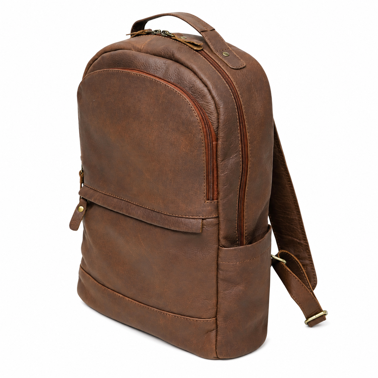 Premium Brown Genuine Leather Laptop Backpack for Men & Women