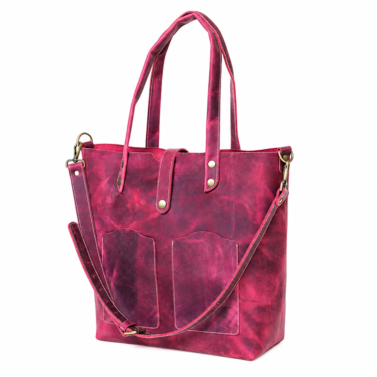 Premium Pink Genuine Leather Tote Bag for Women Crossbody Tote