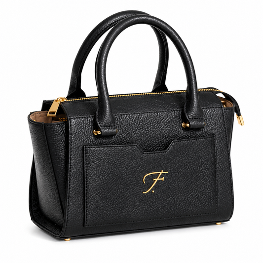 Luxury Black Genuine Leather Top Handle Handbag for Women | Premium Leather Satchel