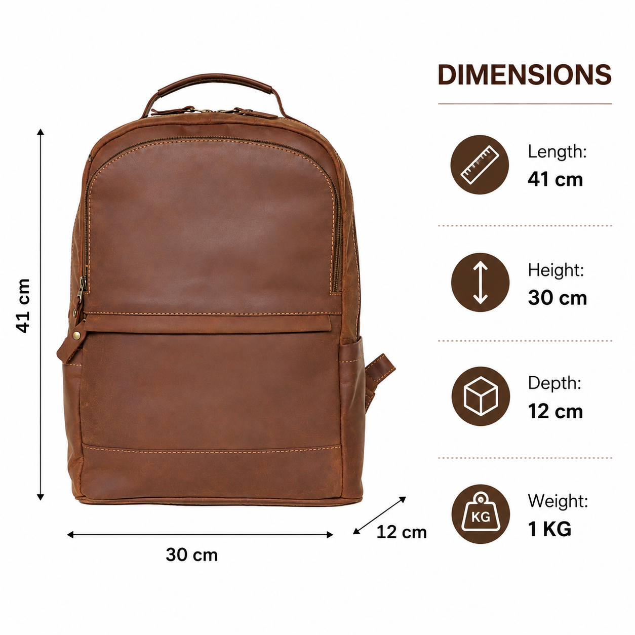 Premium Brown Genuine Leather Backpack for Men & Women | Laptop, Business & Travel Backpack