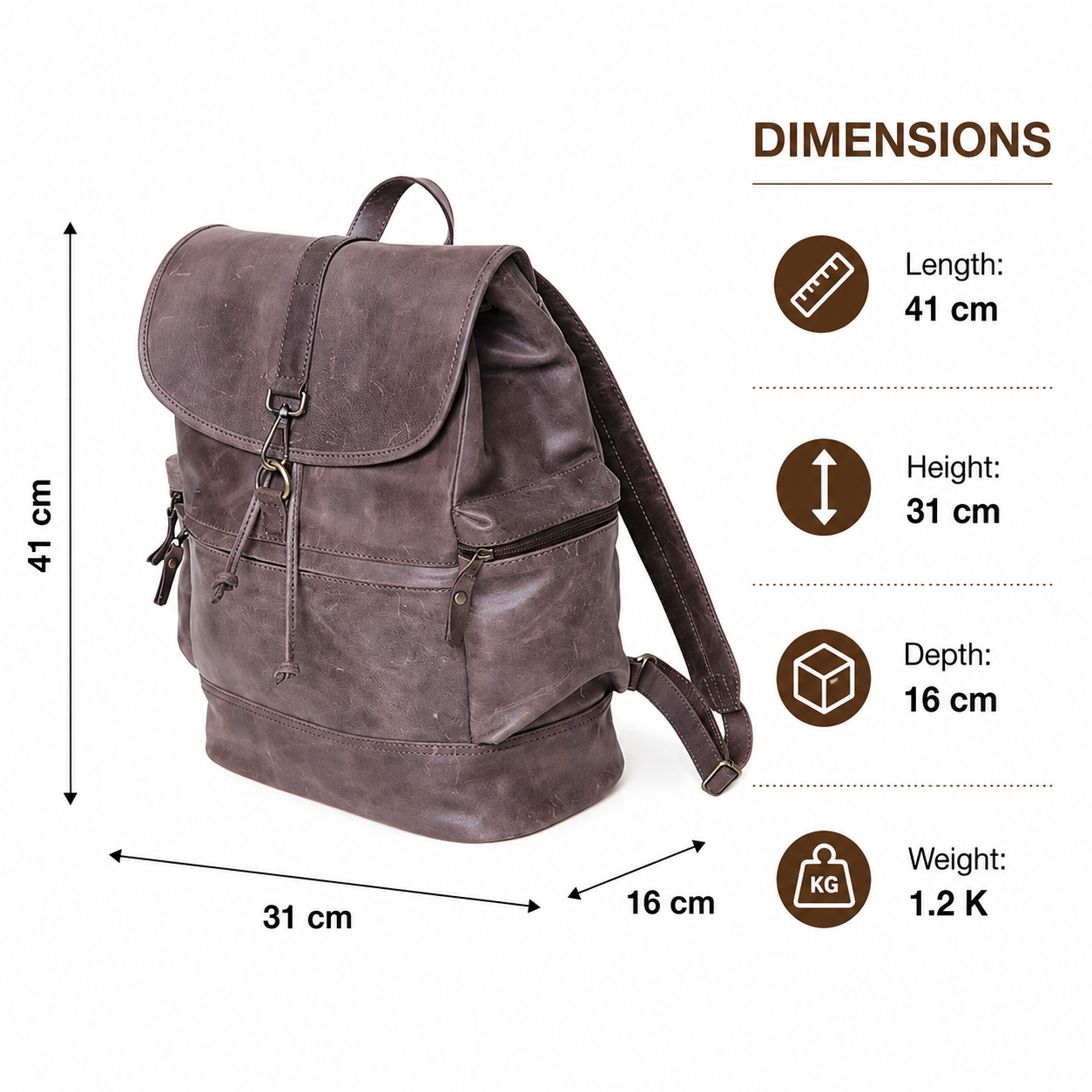 Premium Vintage Genuine Leather Backpack for Men & Women, Handmade Leather Rucksack