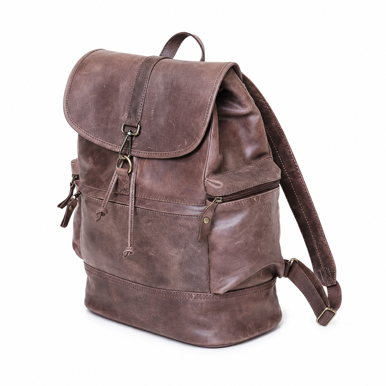 Premium Vintage Genuine Leather Backpack for Men & Women, Handmade Leather Rucksack