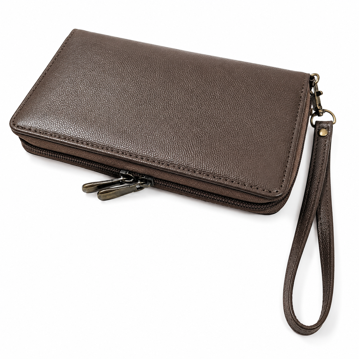 Leathers Crafted Genuine Leather Zip Around Wristlet Wallet – Premium Travel Clutch Organizer for Men & Women