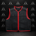 Premium Black Crocodile Embossed Leather Motorcycle Vest with Red Trim | Handmade Genuine Leather Biker Vest | Leathers Crafted