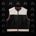 Premium Black & White Crocodile Embossed Leather Motorcycle Vest for Men | Handmade Genuine Leather Biker Vest | Leathers Crafted