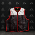 Luxury Black & White Exotic Leather Biker Vest | Handmade Genuine Leather Motorcycle Vest | Leathers Crafted