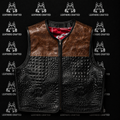 Premium Crocodile Embossed & LV style Leather Biker Vest | Handmade Genuine Leather Motorcycle Vest | Leathers Crafted