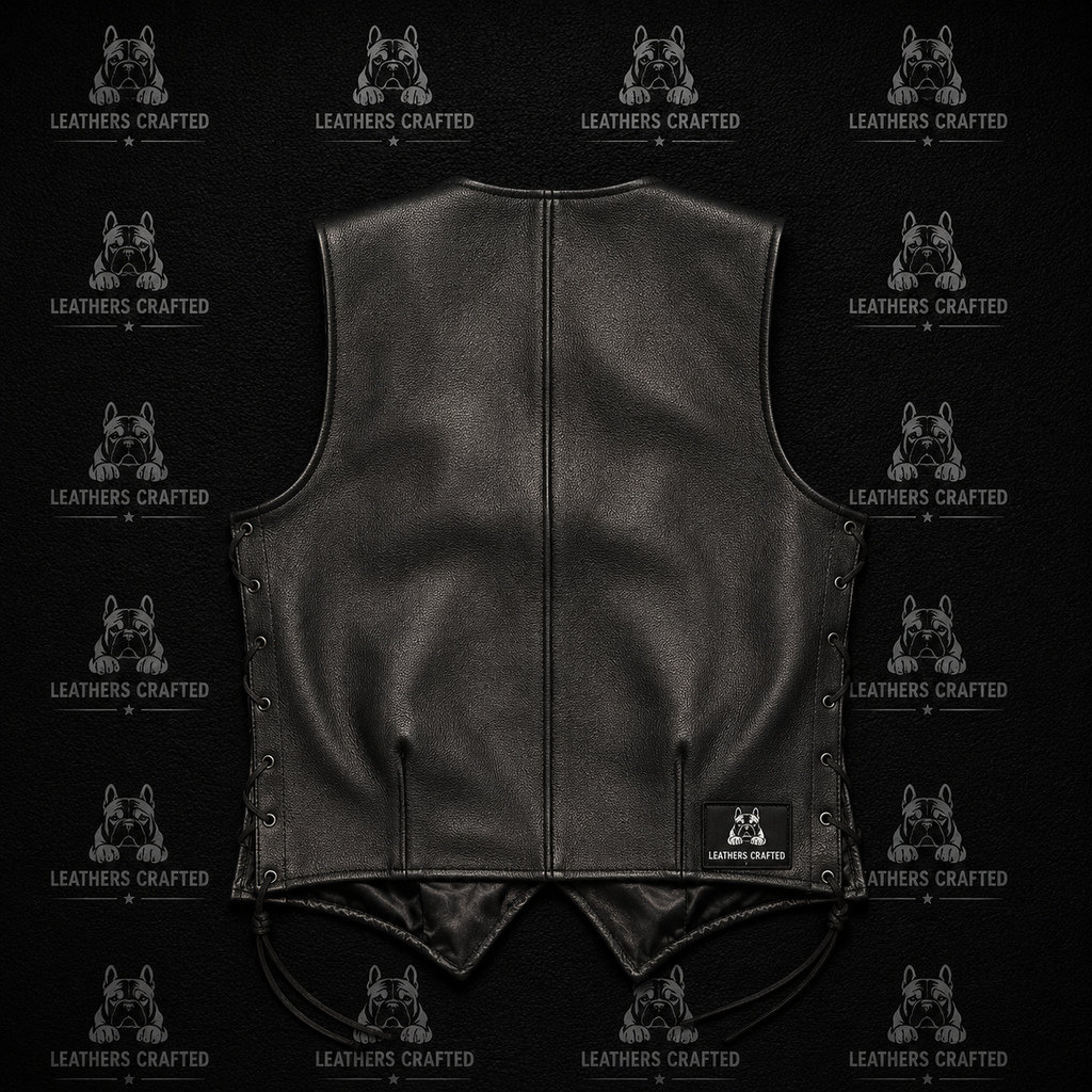 Classic Lace Side Leather Biker Vest | Premium Genuine Leather Motorcycle Vest | Handmade | Leathers Crafted