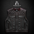 Premium Diamond Quilted Leather Biker Vest | Handmade Motorcycle Club Vest | Genuine Leather | Leathers Crafted
