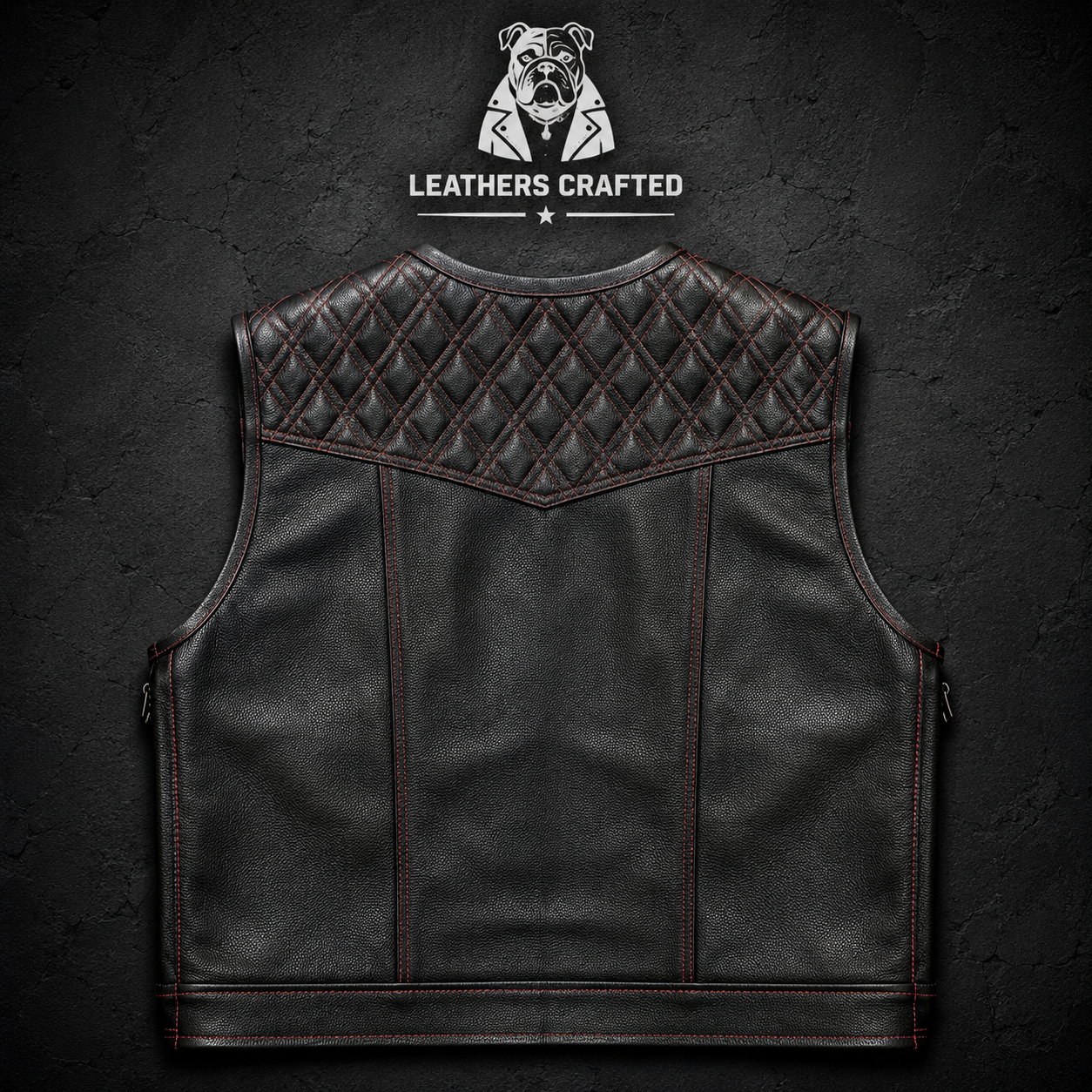 Premium Diamond Quilted Leather Biker Vest | Handmade Motorcycle Club Vest | Genuine Leather | Leathers Crafted