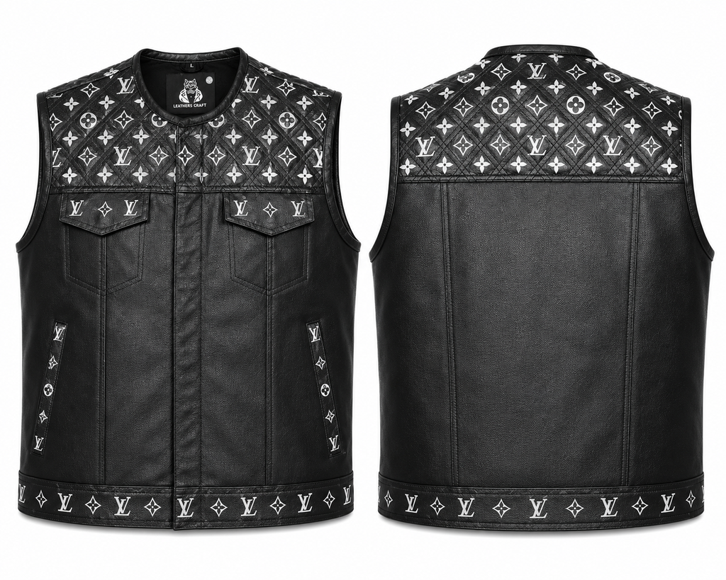 Premium Handmade Brown & White Leather Biker Vest – Custom Motorcycle Rider Waistcoat with Side Laces | LeathersCrafted (Copy)