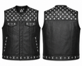 Premium Handmade Brown & White Leather Biker Vest – Custom Motorcycle Rider Waistcoat with Side Laces | LeathersCrafted (Copy)