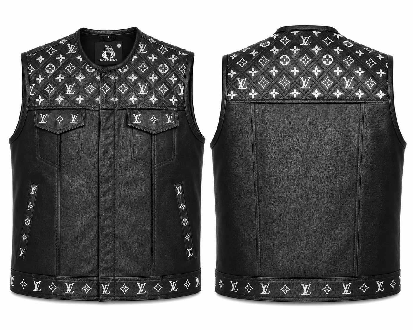 Premium Handmade Brown & White Leather Biker Vest – Custom Motorcycle Rider Waistcoat with Side Laces | LeathersCrafted (Copy)
