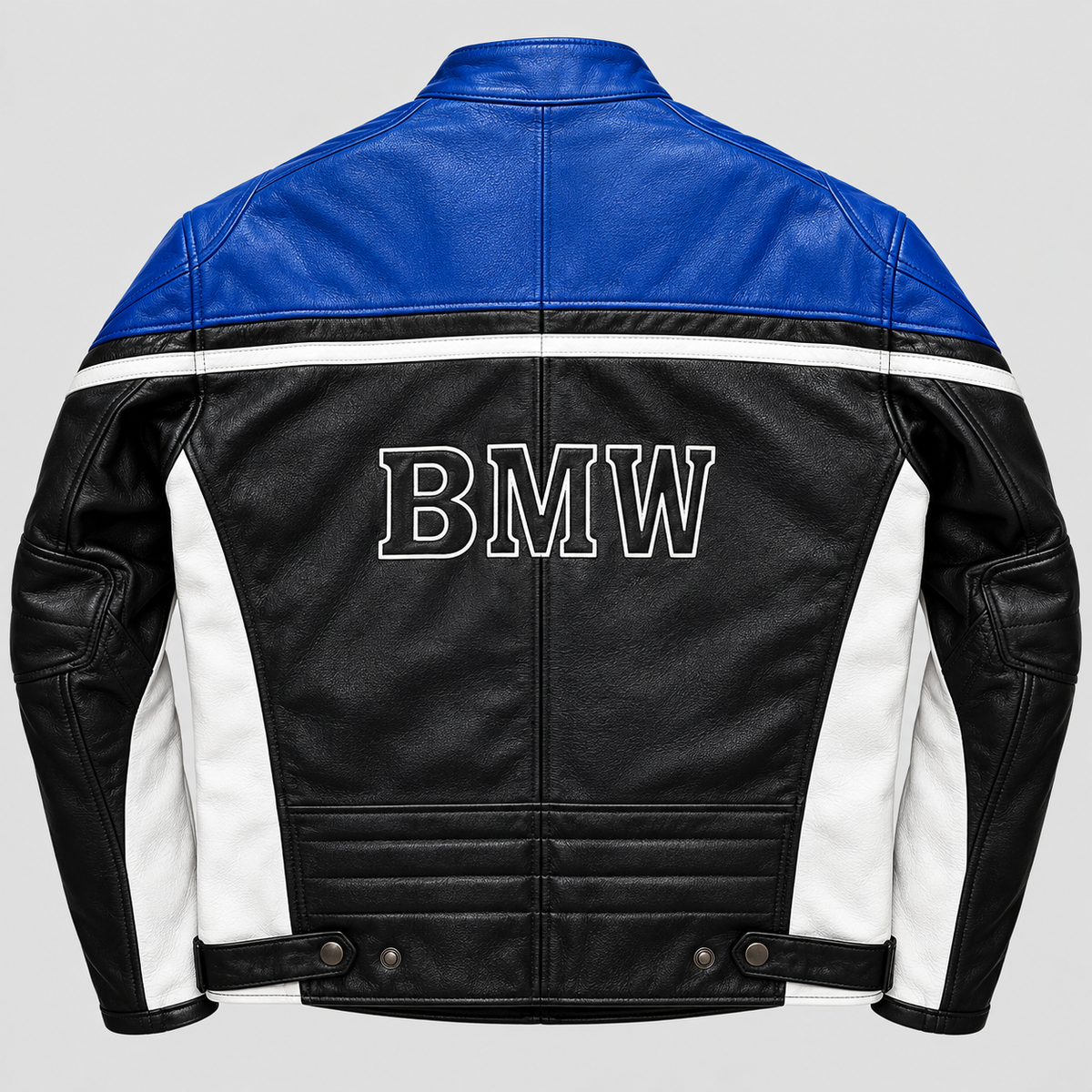 Men's White & Blue Motorcycle Leather Jacket – Racing Style