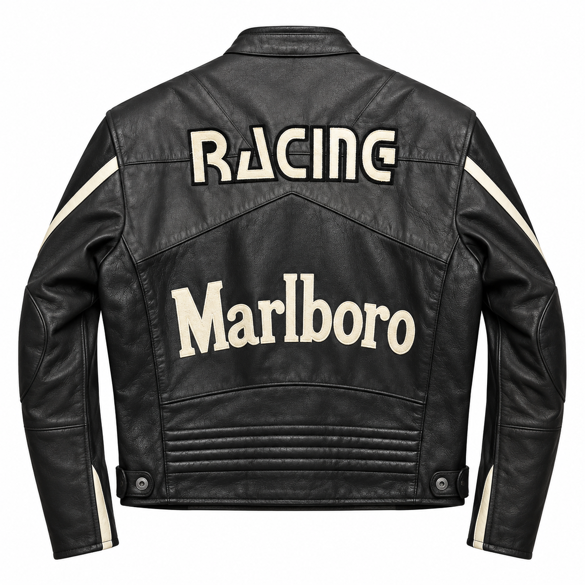 Men's Black Motorcycle Leather Jacket – Vintage Racing Style