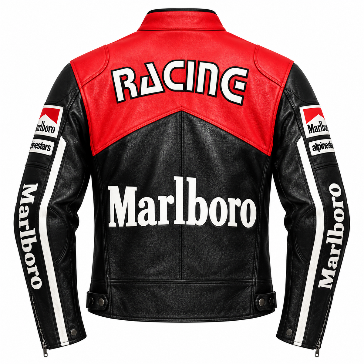 Men's Red & Black Motorcycle Leather Jacket – Vintage Racing Style