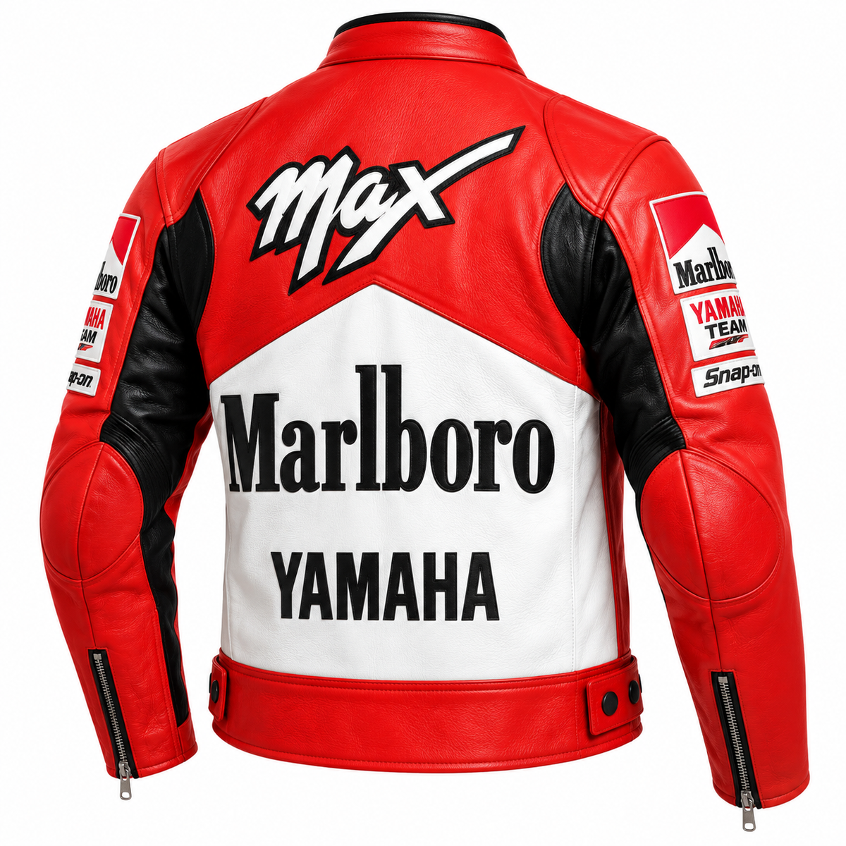 Men's Red & White Motorcycle Leather Jacket – Vintage Racing Style