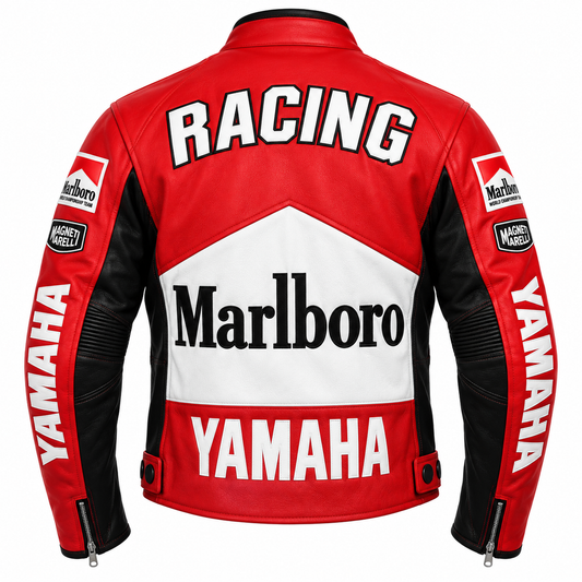 Men's Red & White Motorcycle Leather Jacket – Vintage Racing Style