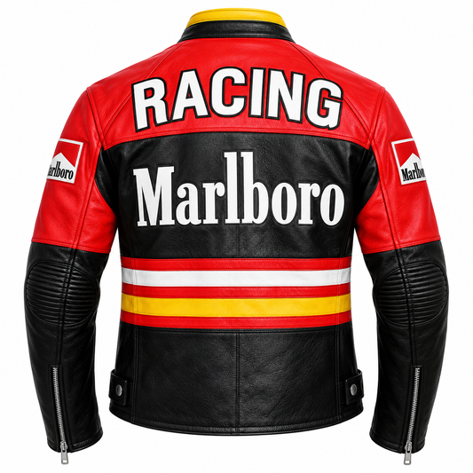Men's Red & Black Motorcycle Leather Jacket – Vintage Racing Style