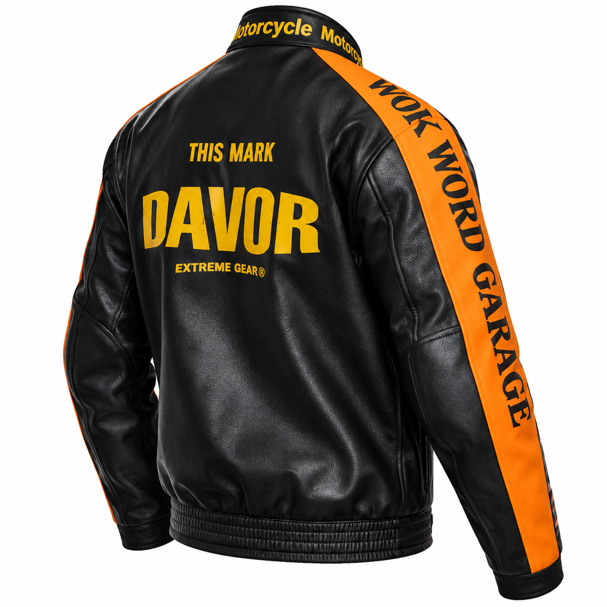 Men's Black & Orange Motorcycle Leather Jacket – Racing Style