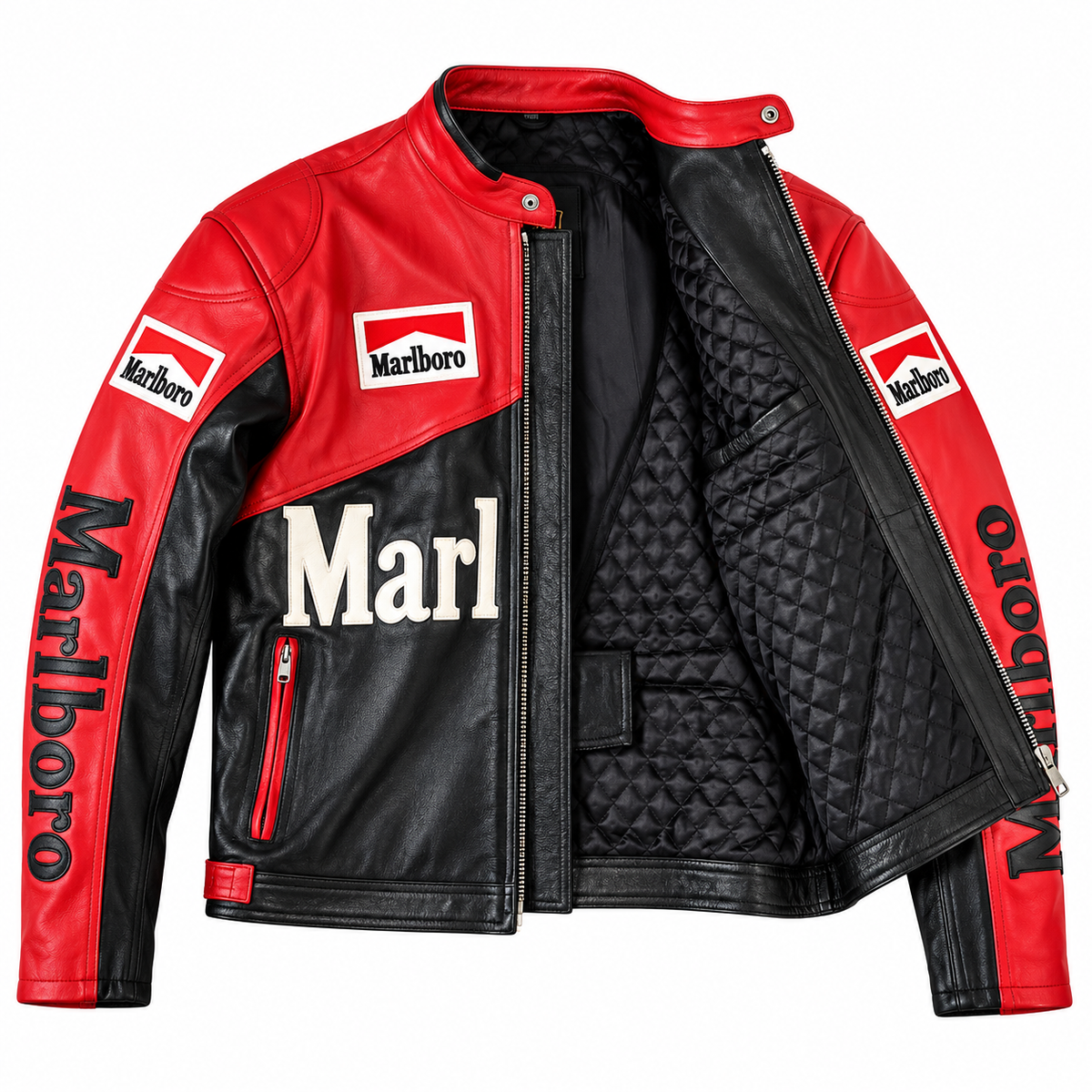 Men's Red & Black Motorcycle Leather Jacket – Vintage Racing Style