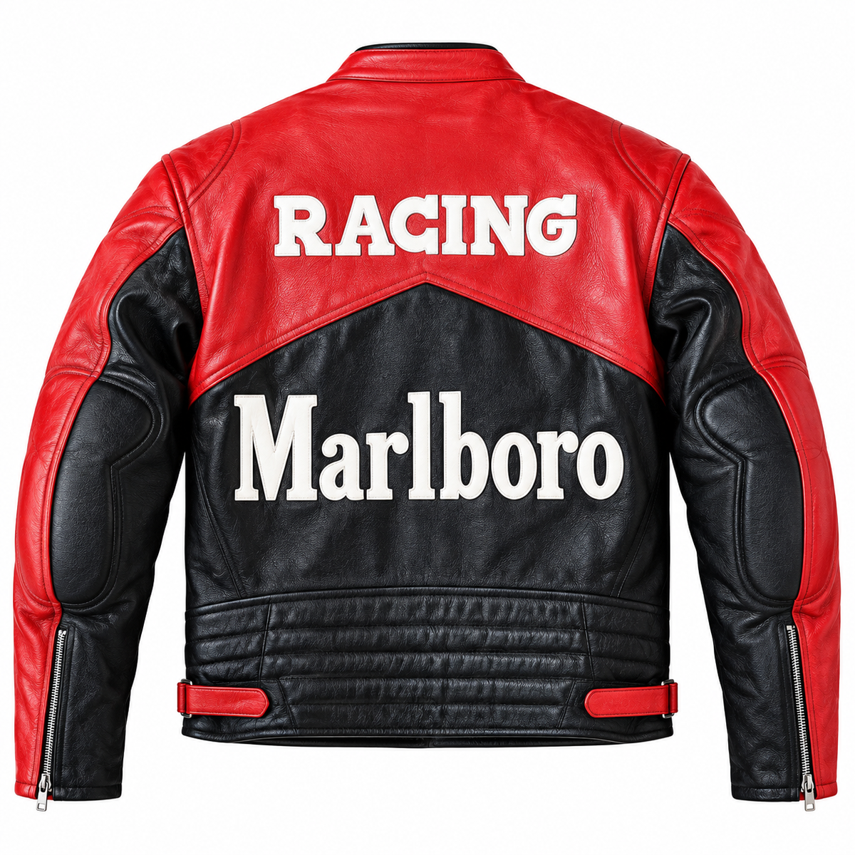 Men's Red & Black Motorcycle Leather Jacket – Vintage Racing Style