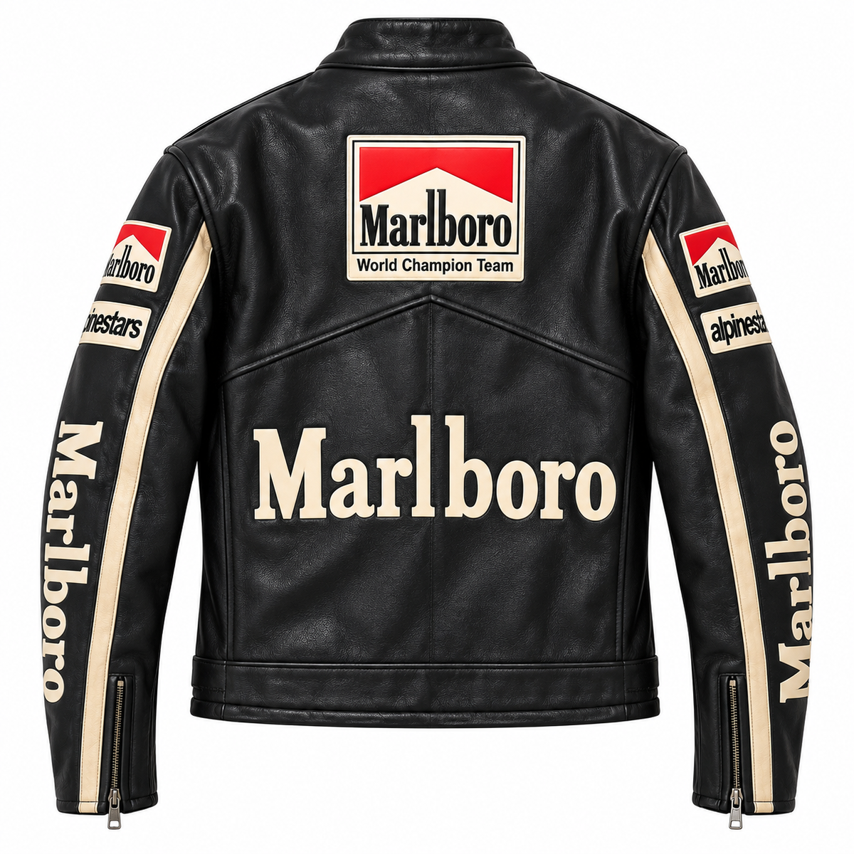 Men's Vintage Black Leather Racing Jacket – Motorcycle Biker Style