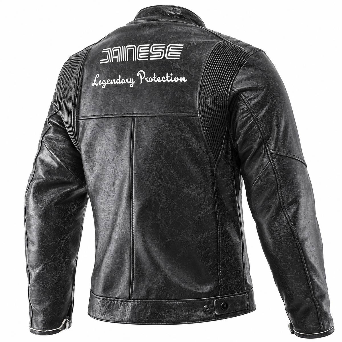 Men's Black Leather Motorcycle Jacket – Quilted Shoulder Biker Jacket