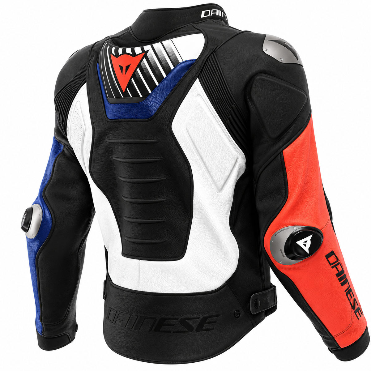 Men’s Black Blue & Red Motorcycle Racing Leather Jacket – Protective Sport Riding Jacket