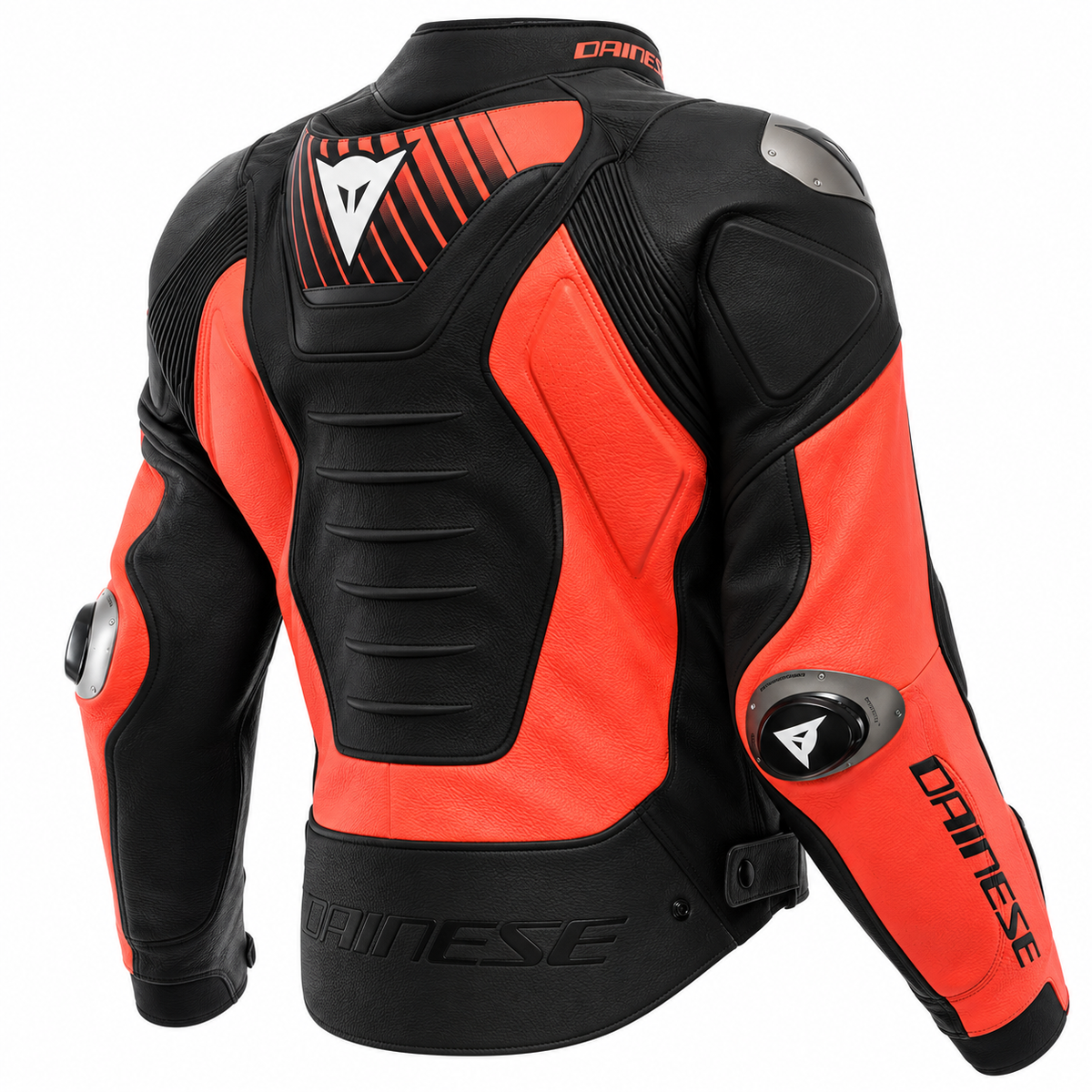 Men’s Motorcycle Leather Racing Jacket – Black & Orange Sport Biker Jacket
