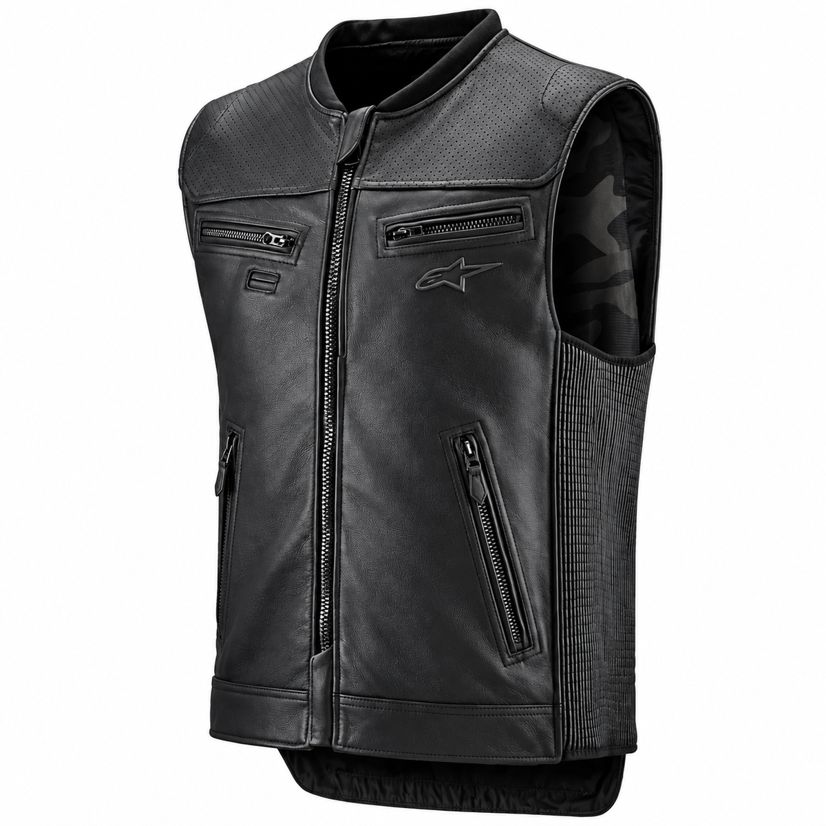 Men's Black Motorcycle Leather Biker Vest | Leathers Crafted