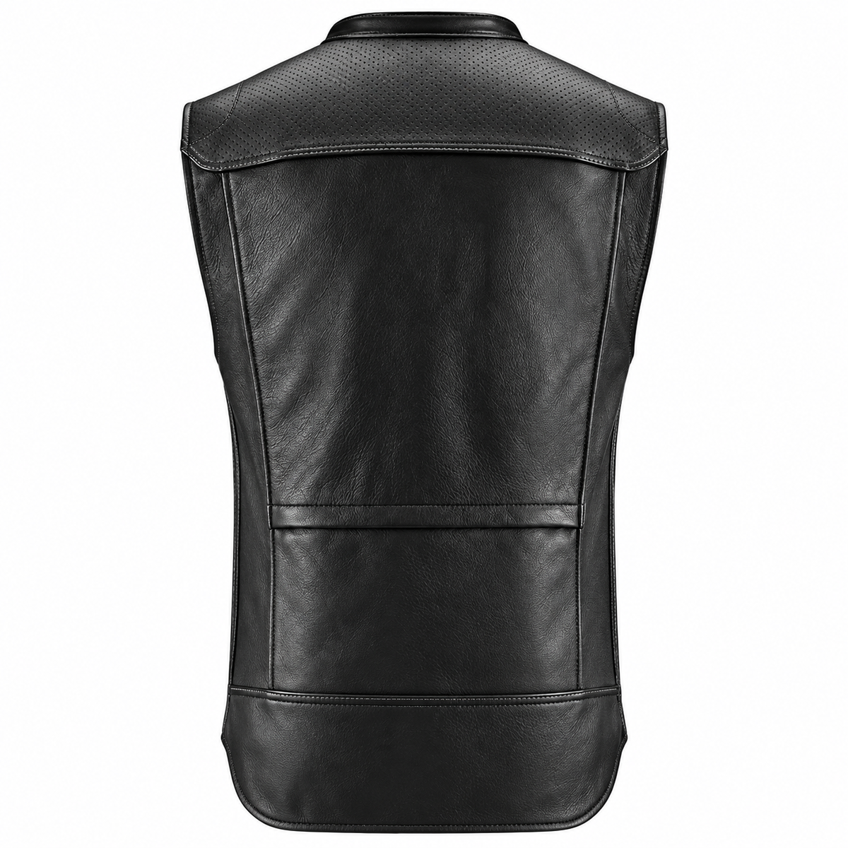 Men's Black Motorcycle Leather Biker Vest | Leathers Crafted