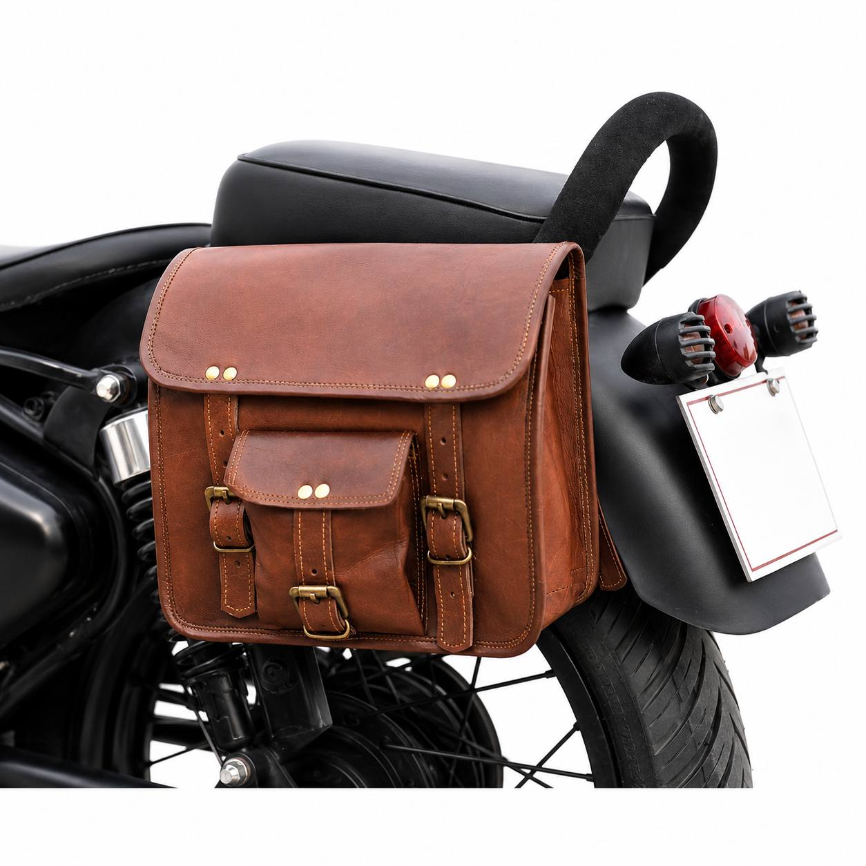 Vintage Leather Saddle Bag – Handmade Motorcycle Side Bag | Leathers Crafted