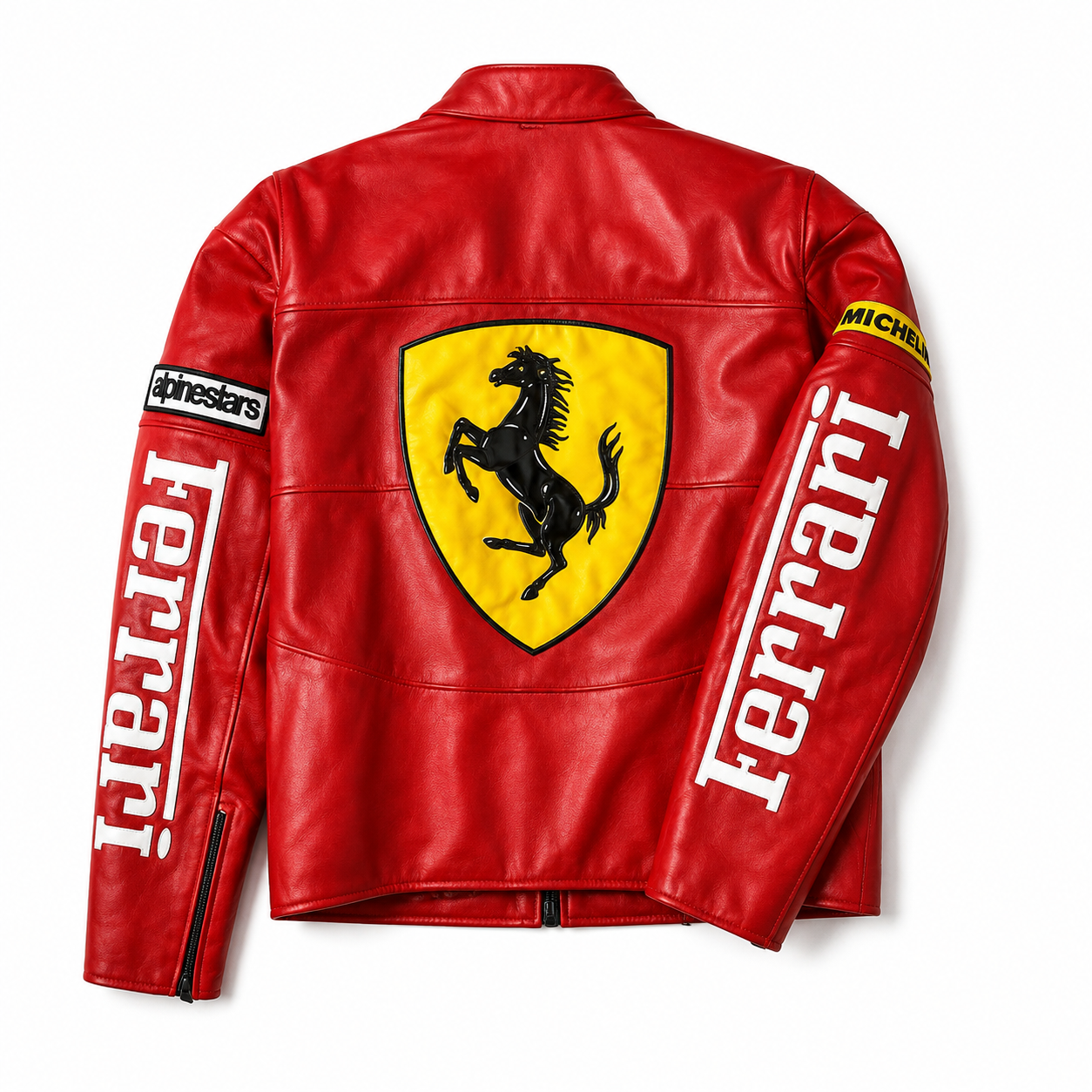 Ferrari Inspired Red Leather Racing Jacket for Men