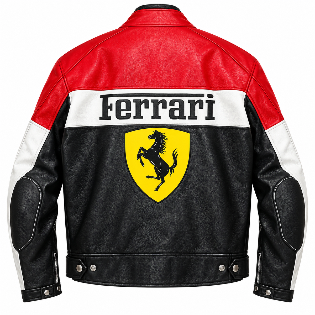 Men’s Red Black White Leather Racing Jacket – Motorsport Biker Jacket