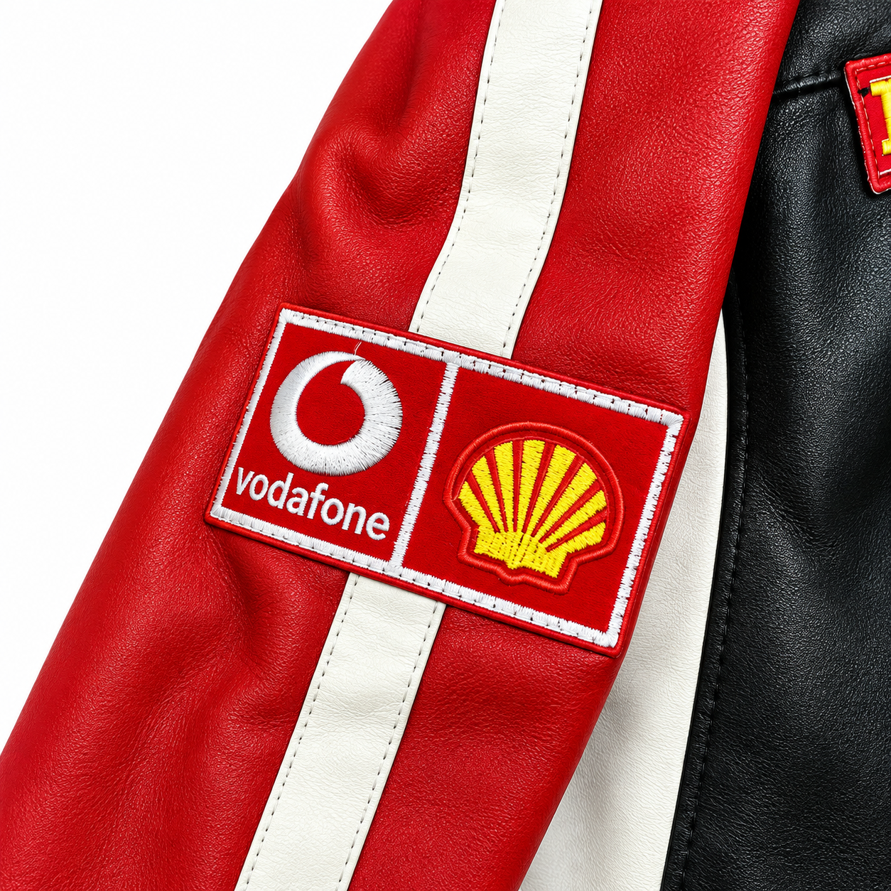 Men’s White Black Red Leather Racing Jacket – Motorsport Biker Jacket