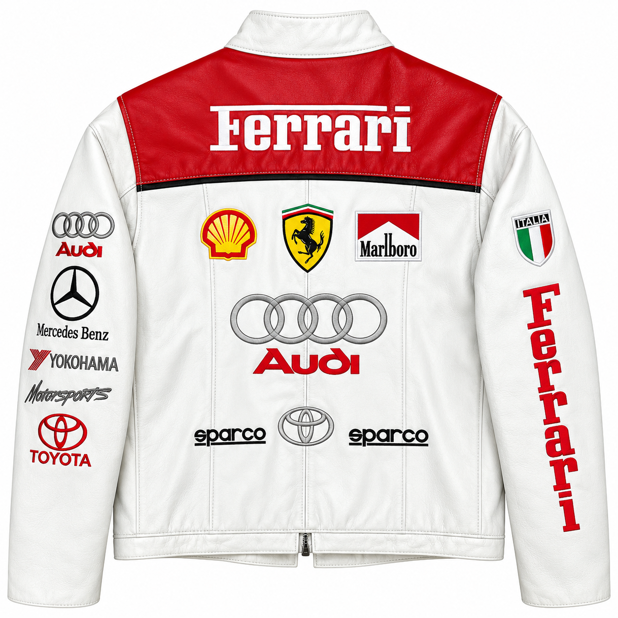 Men’s White Leather Racing Jacket – Motorsport Biker Jacket