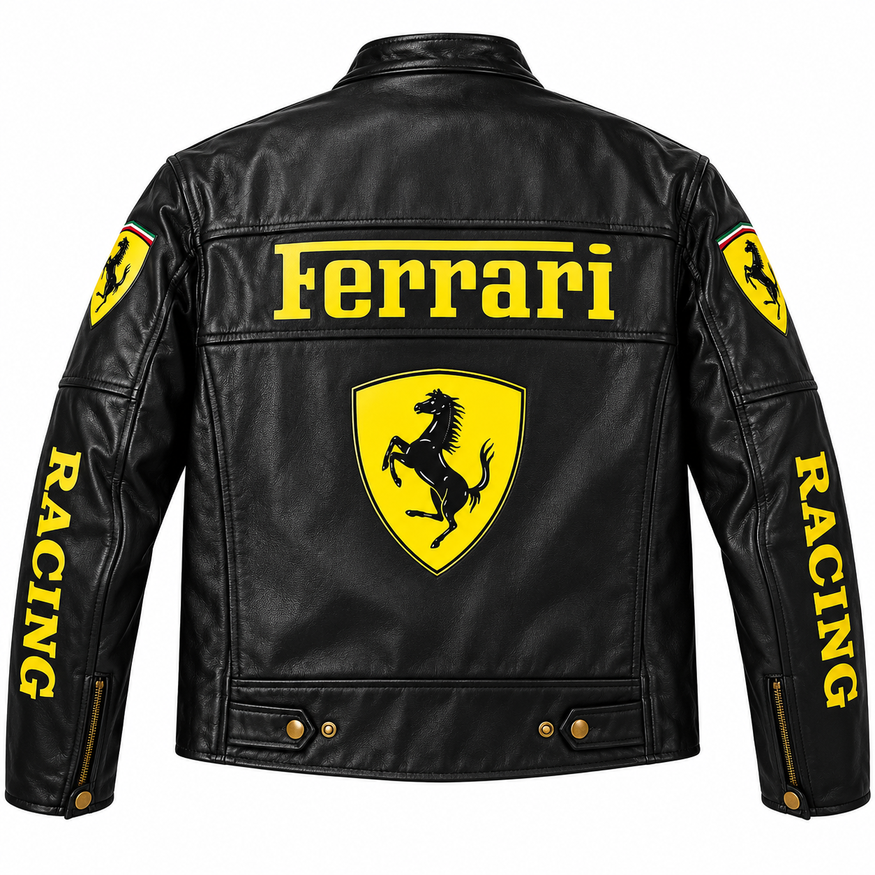 Men’s Black Yellow Leather Racing Jacket – Motorsport Biker Jacket