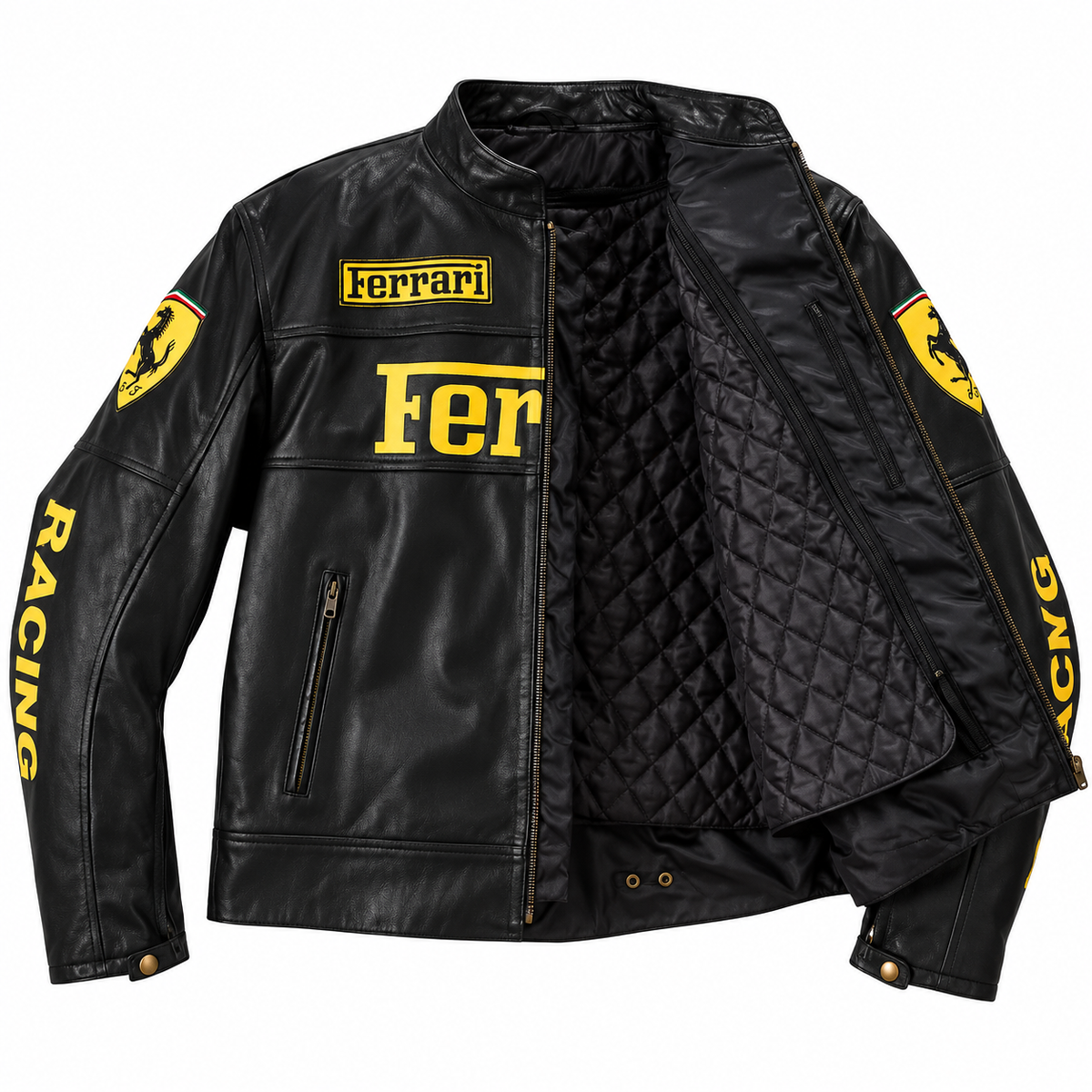 Men’s Black Yellow Leather Racing Jacket – Motorsport Biker Jacket