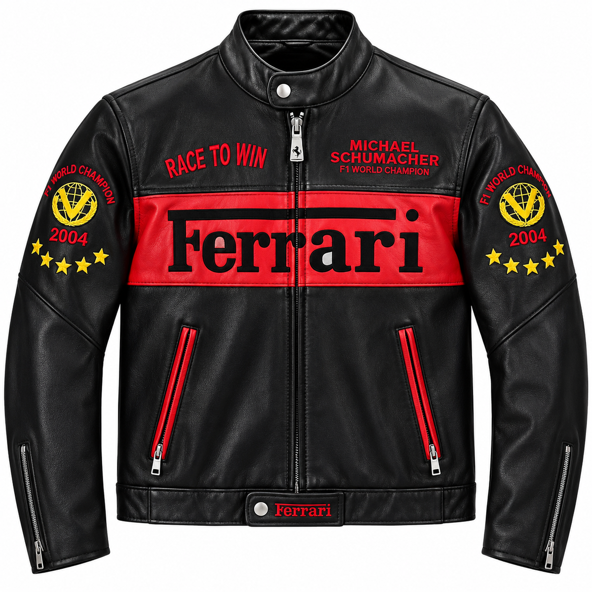 Men’s Black Red Leather Racing Jacket – Motorsport Biker Jacket