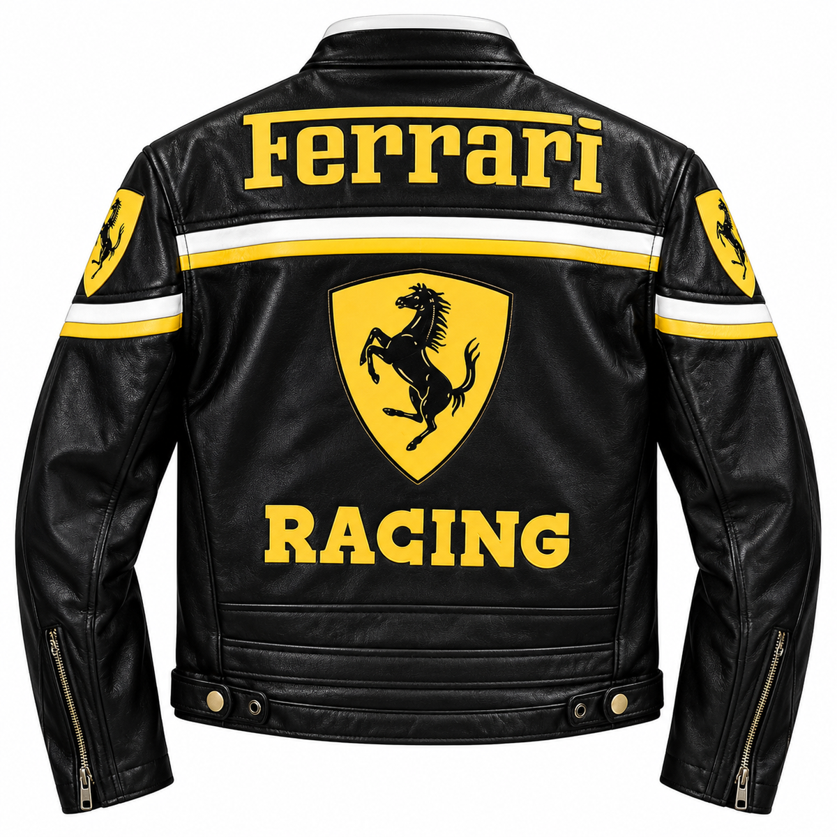 Men’s Black Yellow Leather Racing Jacket – Motorsport Biker Jacket