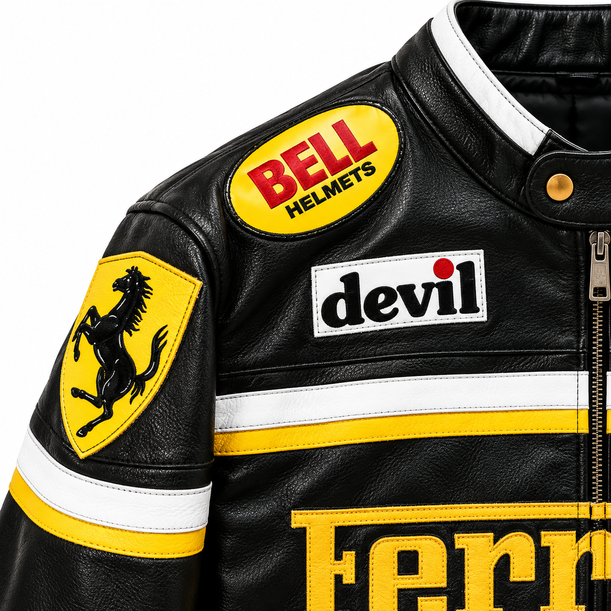 Men’s Black Yellow Leather Racing Jacket – Motorsport Biker Jacket