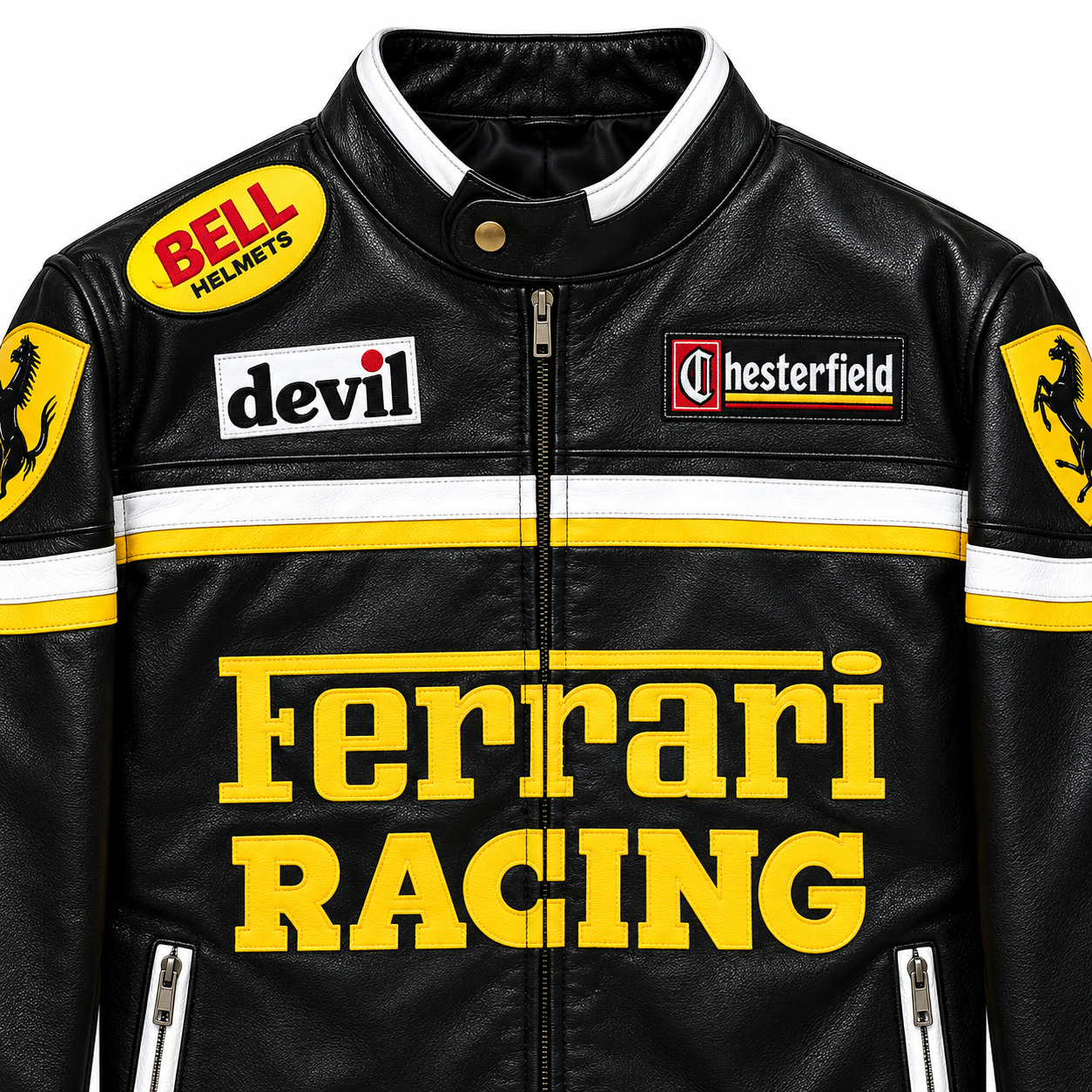 Men’s Black Yellow Leather Racing Jacket – Motorsport Biker Jacket