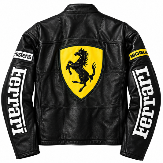 Men’s Black Leather Racing Jacket – Motorsport Biker Motorcycle Jacket