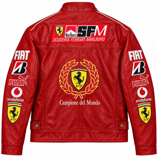 Men’s Red Leather Racing Jacket – Motorsport Biker Motorcycle Jacket
