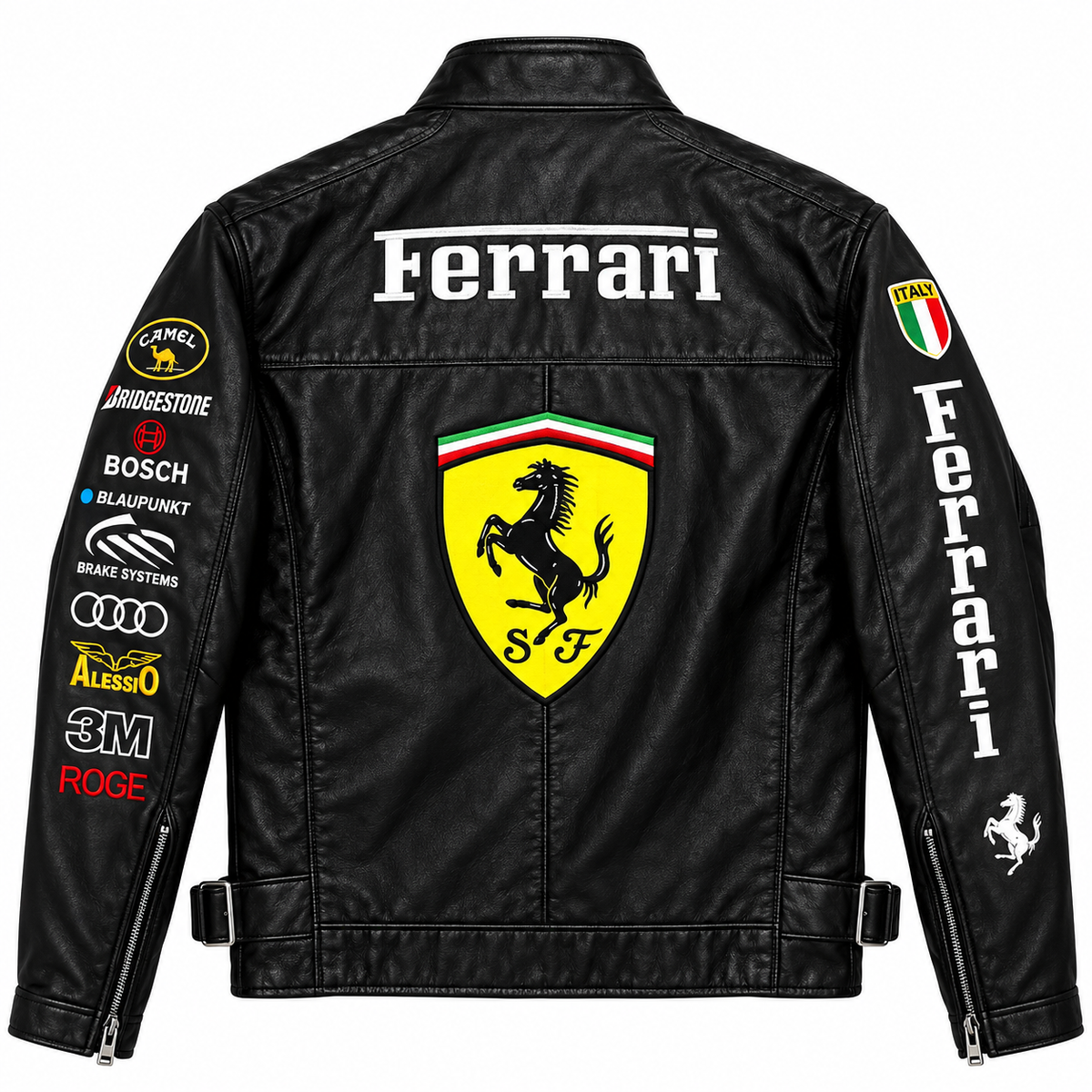 Men’s Black Leather Racing Jacket – Motorsport Biker Jacket