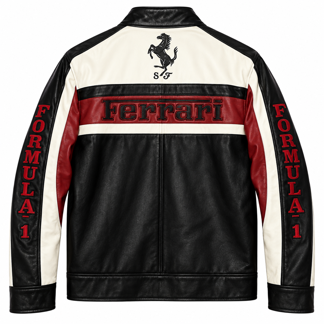 Men’s Black Red & White Leather Racing Jacket – Motorsport Motorcycle Jacket