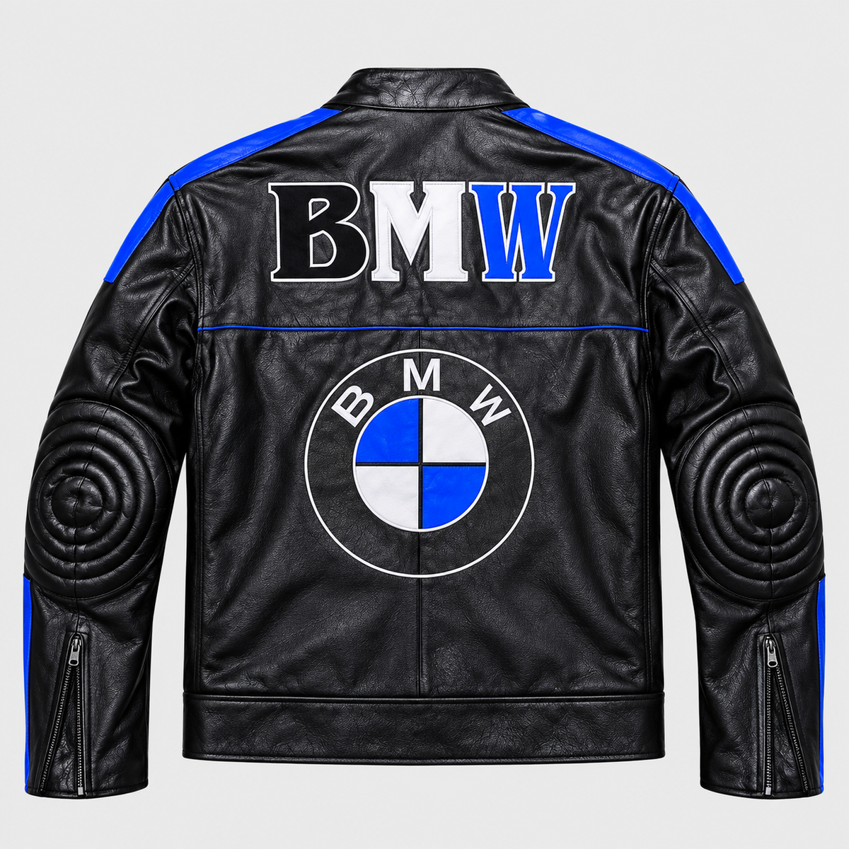 Men's Black & Blue Motorcycle Leather Jacket – Racing Style