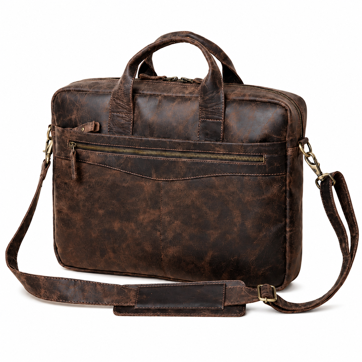 Vintage Brown Leather Briefcase Messenger Bag – Work & Travel | Leathers Crafted