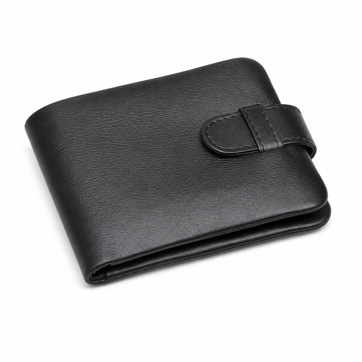 Leathers Crafted Black Leather Bifold Wallet for Men – Slim Strap Closure